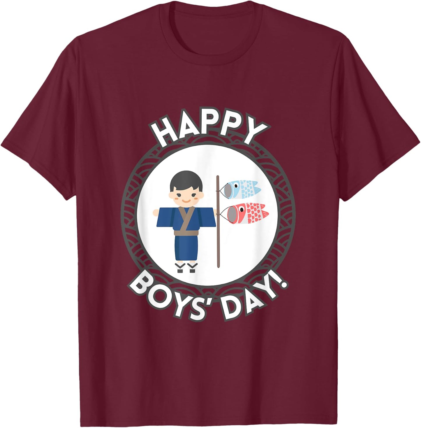 Happy Boys' Day Hawaii Koinburi Japanese Celebration May 5 T-Shirt - T-Shirt | Maroon