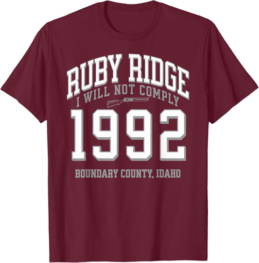 Abolish the ATF Marjorie Taylor Greene Ruby Ridge 1992. I Will Not Comply Black -Adults T-Shirt - T-Shirt | Maroon