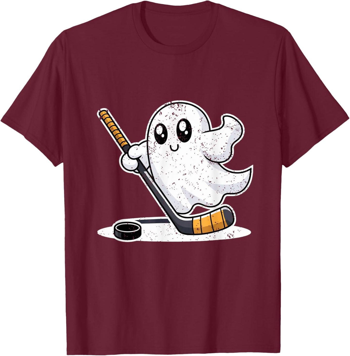 Ghost Playing Ice Hockey Halloween Costume Sports Men Boys T-Shirt - T-Shirt | Maroon