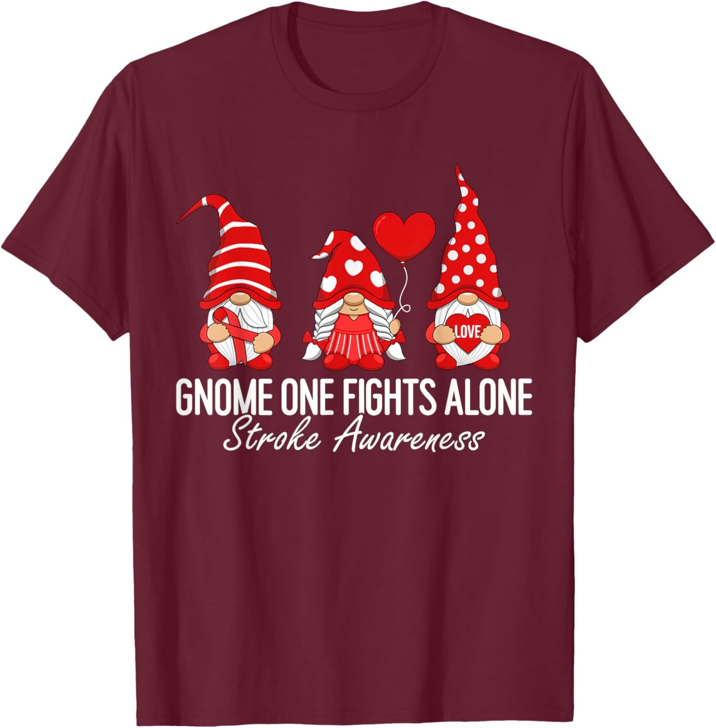 Stroke Awareness Support Squad In May We Wear Red Ribbon T-Shirt - T-Shirt | Maroon