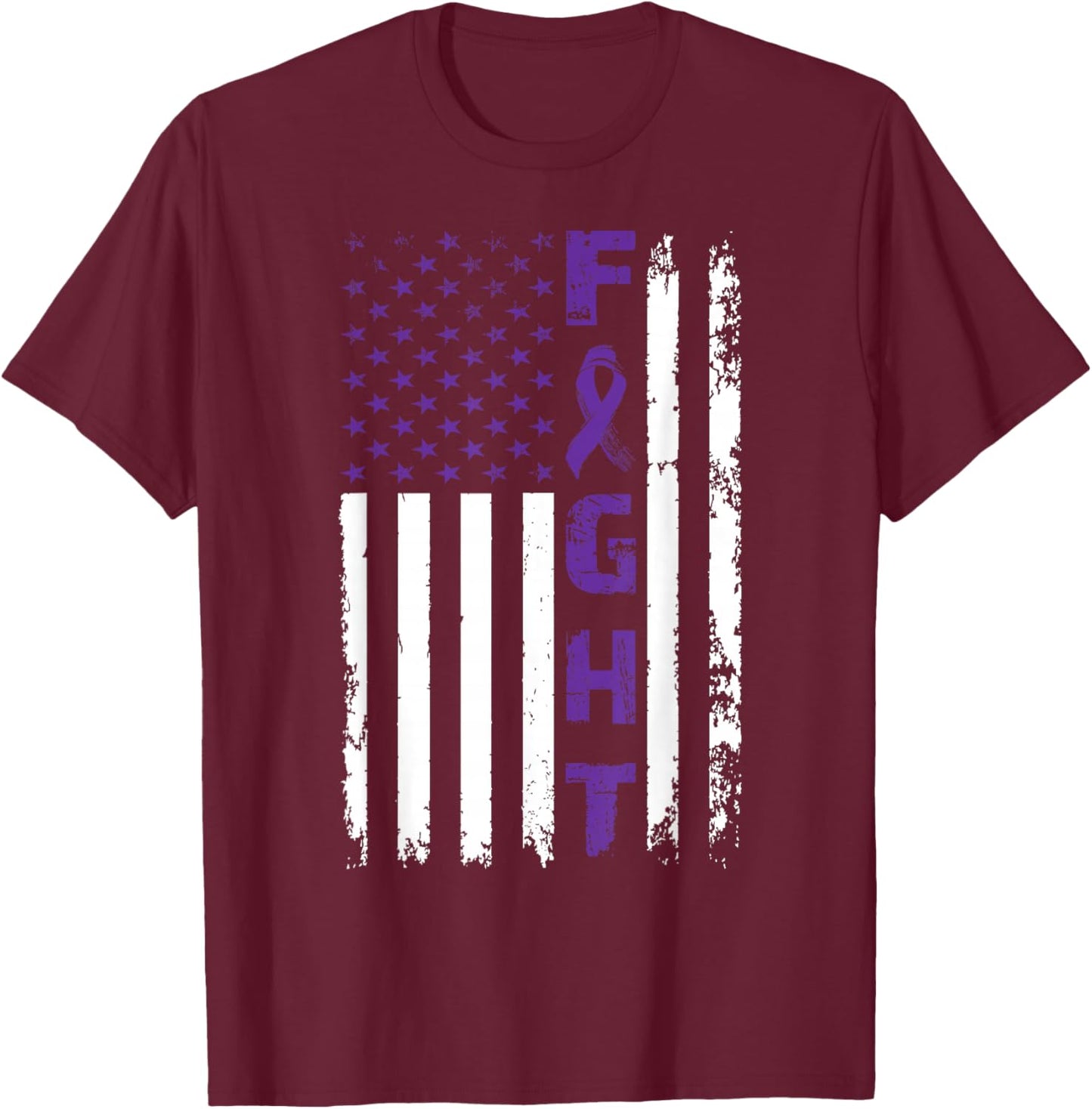 Fight Alzheimer's Dementia Awareness American Flag T-Shirt - T-Shirt | Maroon