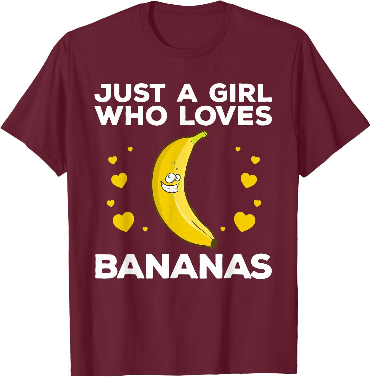 Funny Banana Design Women Girls Kids Banana Fruit Lovers T-Shirt - T-Shirt | Maroon