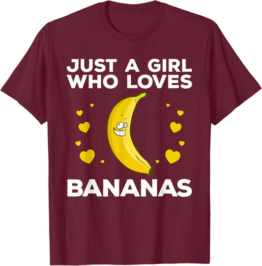 Funny Banana Design Women Girls Kids Banana Fruit Lovers T-Shirt - T-Shirt | Maroon