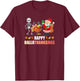 Happy HalloThanksMas Funny Three Holiday T-Shirt - T-Shirt | Maroon