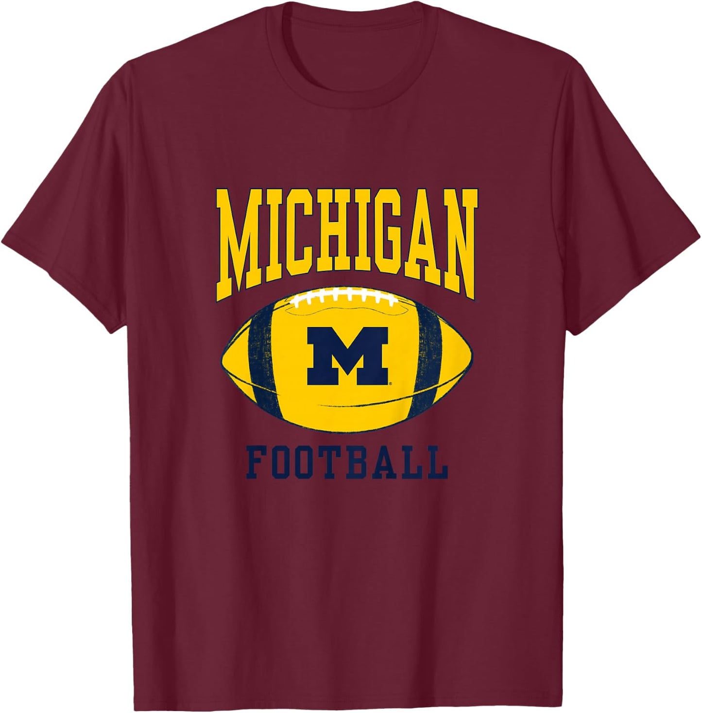 Kids University of Michigan Wolverines U of M Football Ball T-Shirt - T-Shirt | Maroon