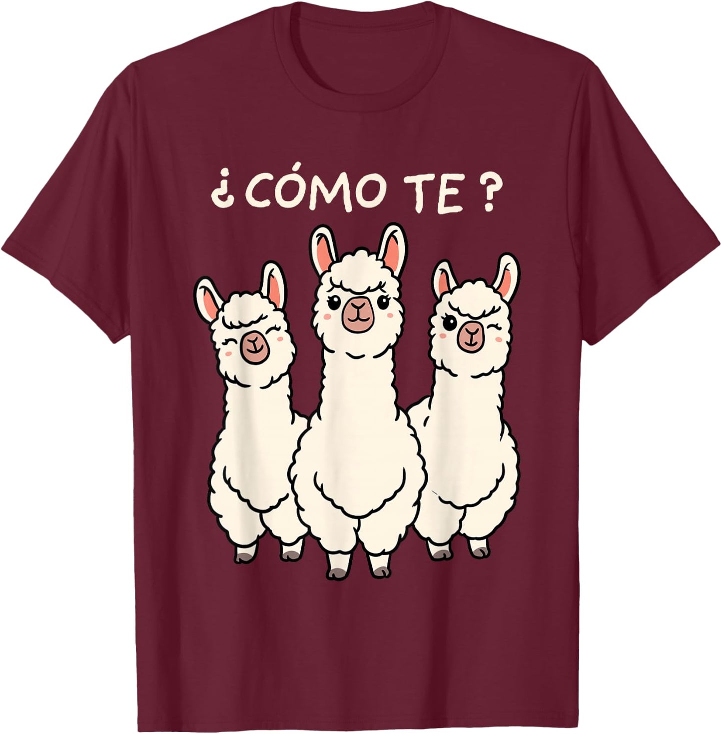 Como Te Llamas Shirt Funny Llama Spanish Teacher Joke T-Shirt - T-Shirt | Maroon