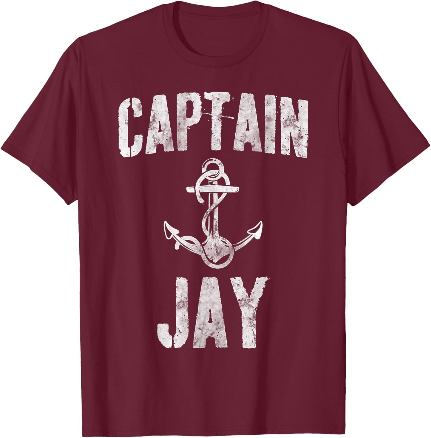 Funny Personalized Boating Shirt First Name Captain Jay T-Shirt - T-Shirt | Maroon
