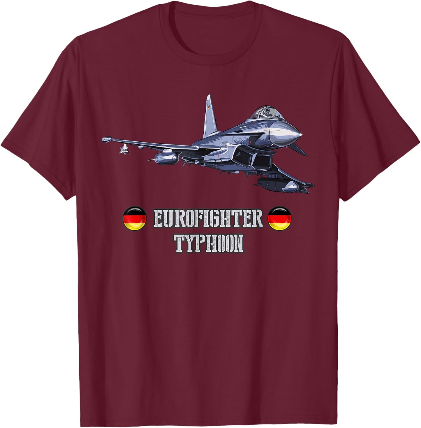 German Figher Aircraft Eurofighter Typhoon T-Shirt - T-Shirt | Maroon