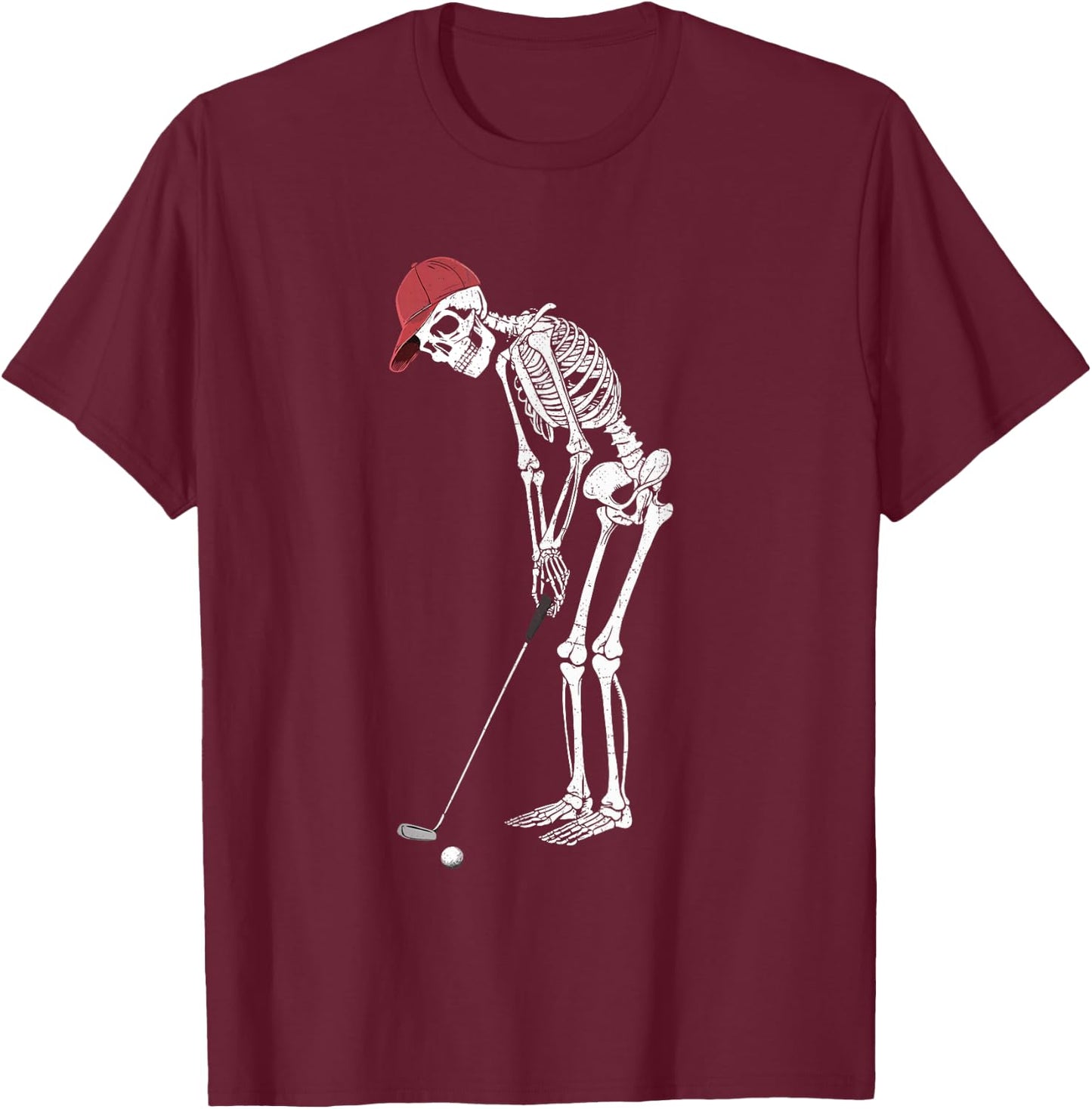 Golf Skeleton Halloween Player Catcher Boys Kids T-Shirt - T-Shirt | Maroon