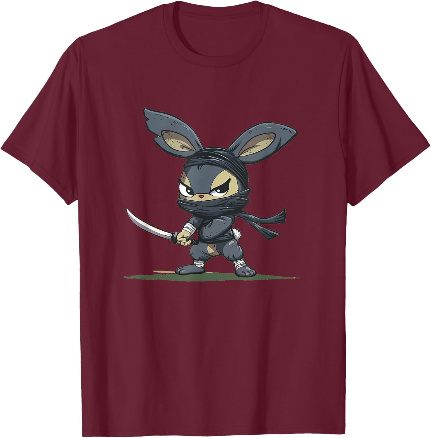 Amazing Ninja Bunny Graphic for a Cool Adventure T-Shirt - T-Shirt | Maroon