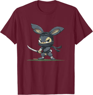 Amazing Ninja Bunny Graphic for a Cool Adventure T-Shirt - T-Shirt | Maroon