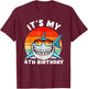 Shark 4 Year Old Shirt 4th Birthday Shark Lover T-Shirt - T-Shirt | Maroon