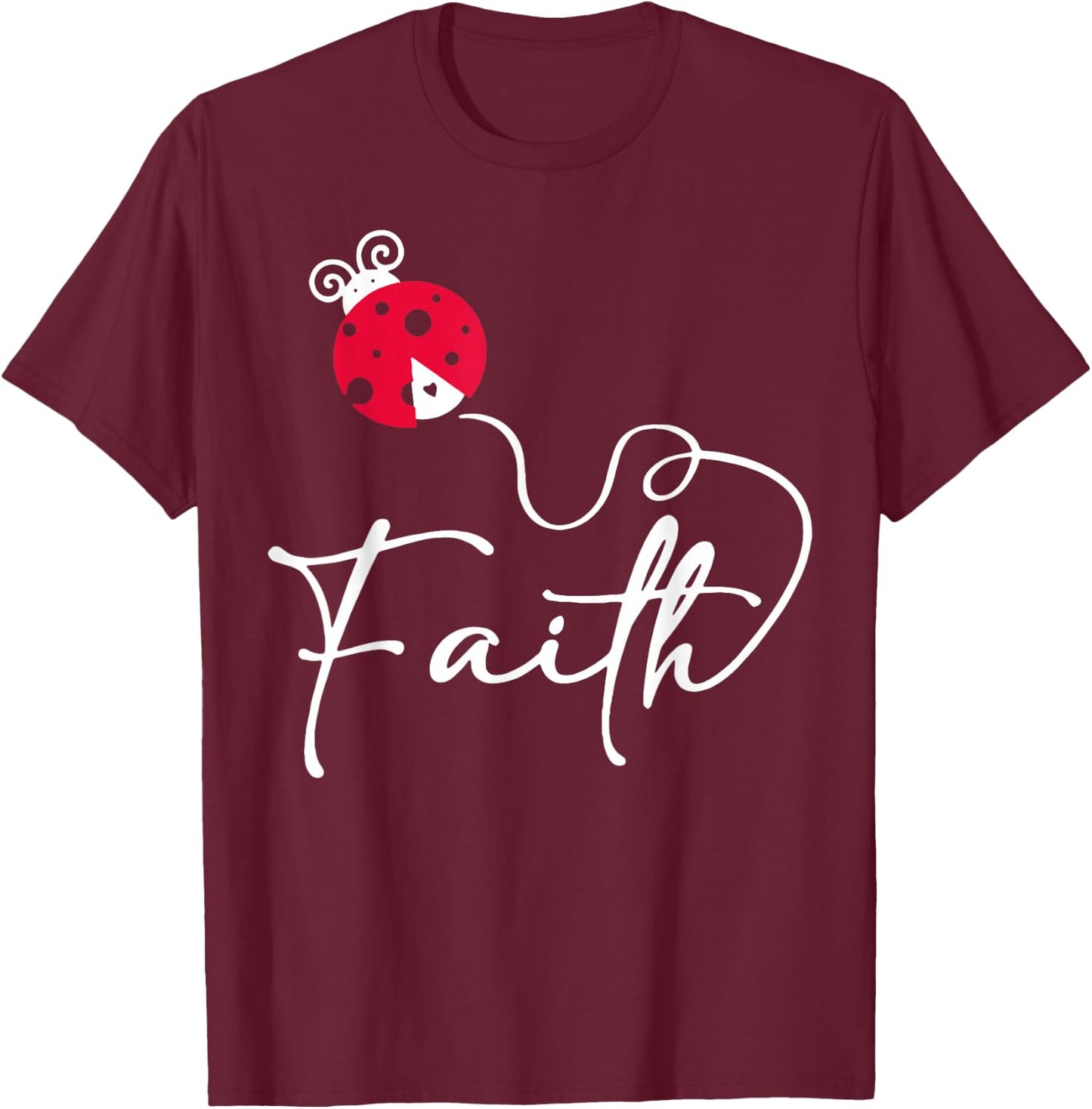Faith Ladybug Insect Bug Jesus Christian Men Women Kids T-Shirt - T-Shirt | Maroon