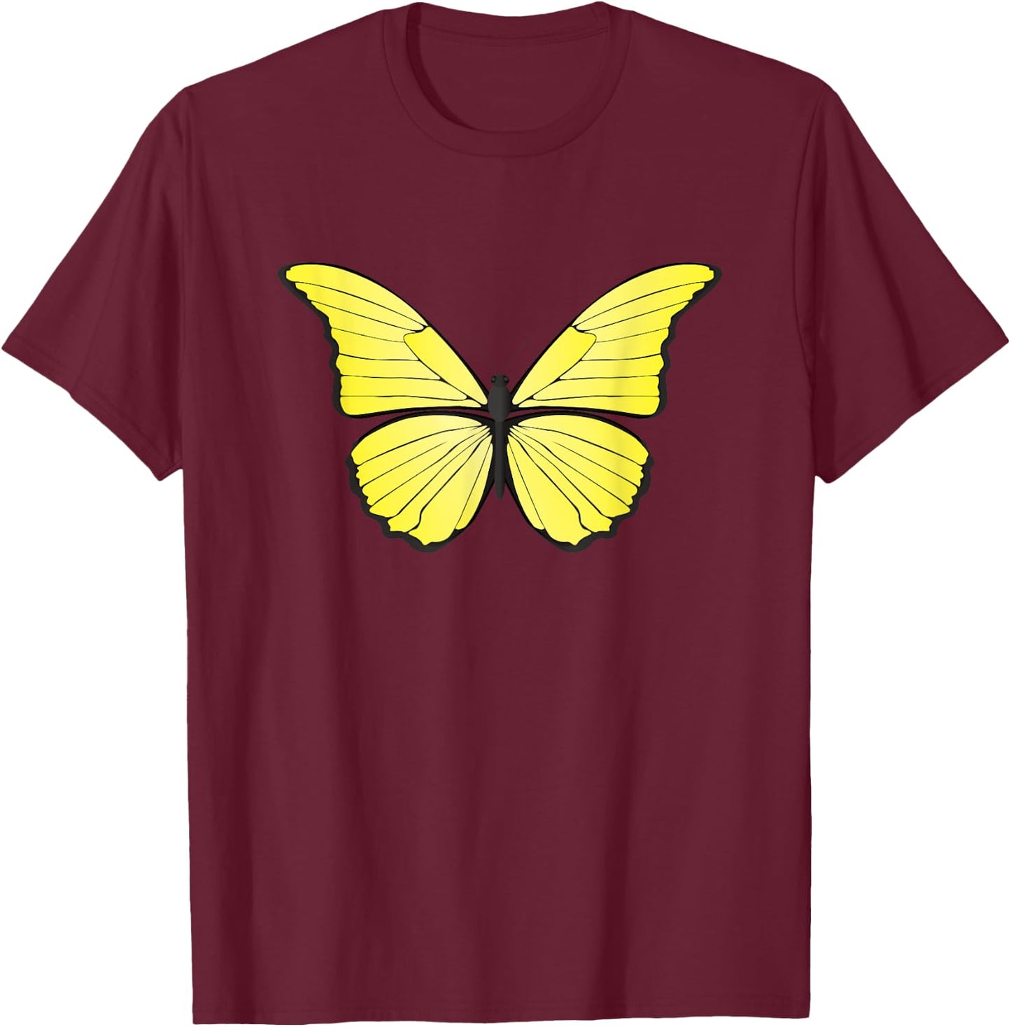 Cute Yellow Butterfly T-Shirt - T-Shirt | Maroon