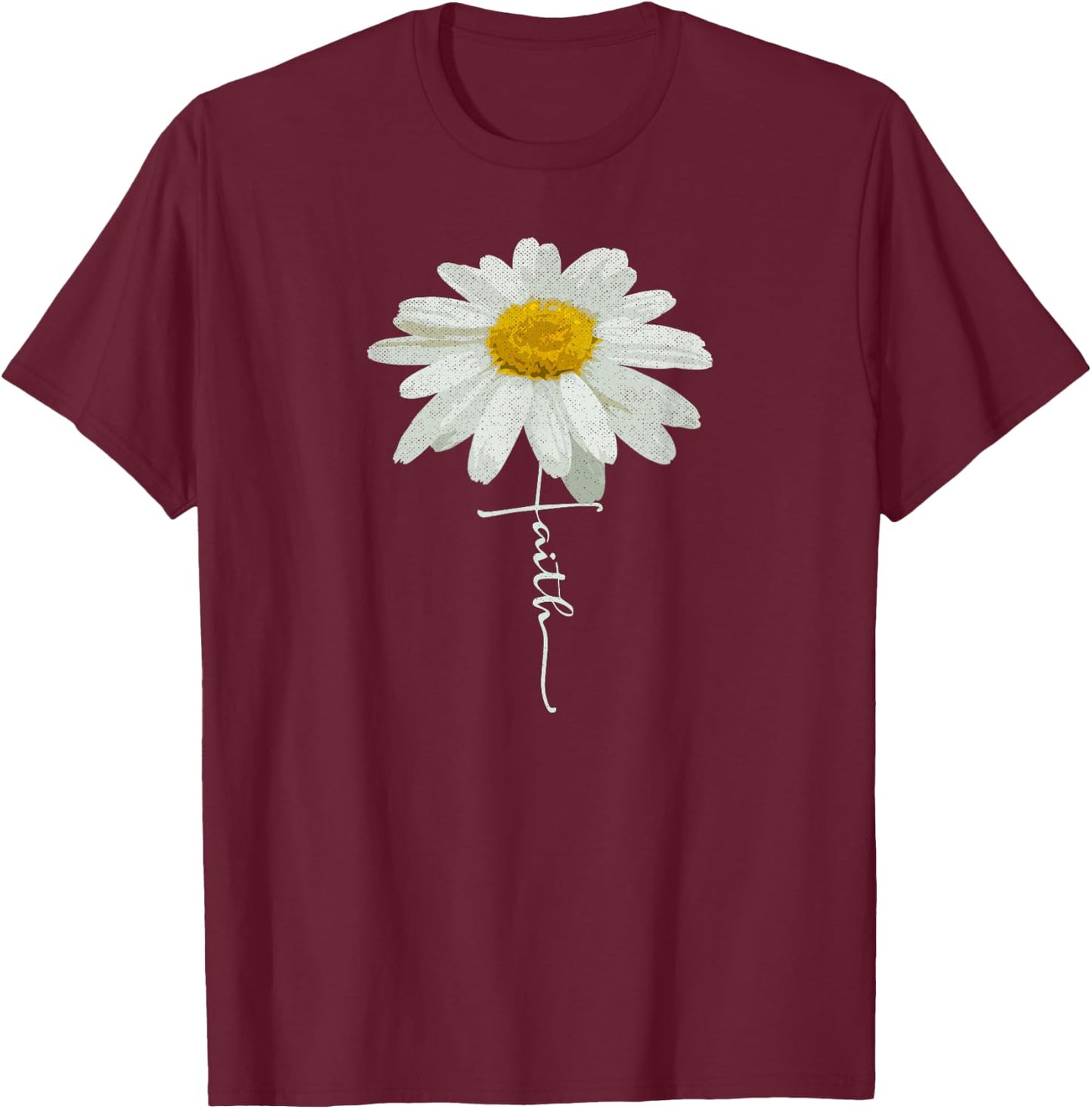 Christian Faith Cross Daisy Flower, Christian Men Women T-Shirt - T-Shirt | Maroon