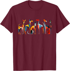 Fuzzy Logic Brand MidCentury Modern Dogs , Small, Black T-Shirt - T-Shirt | Maroon