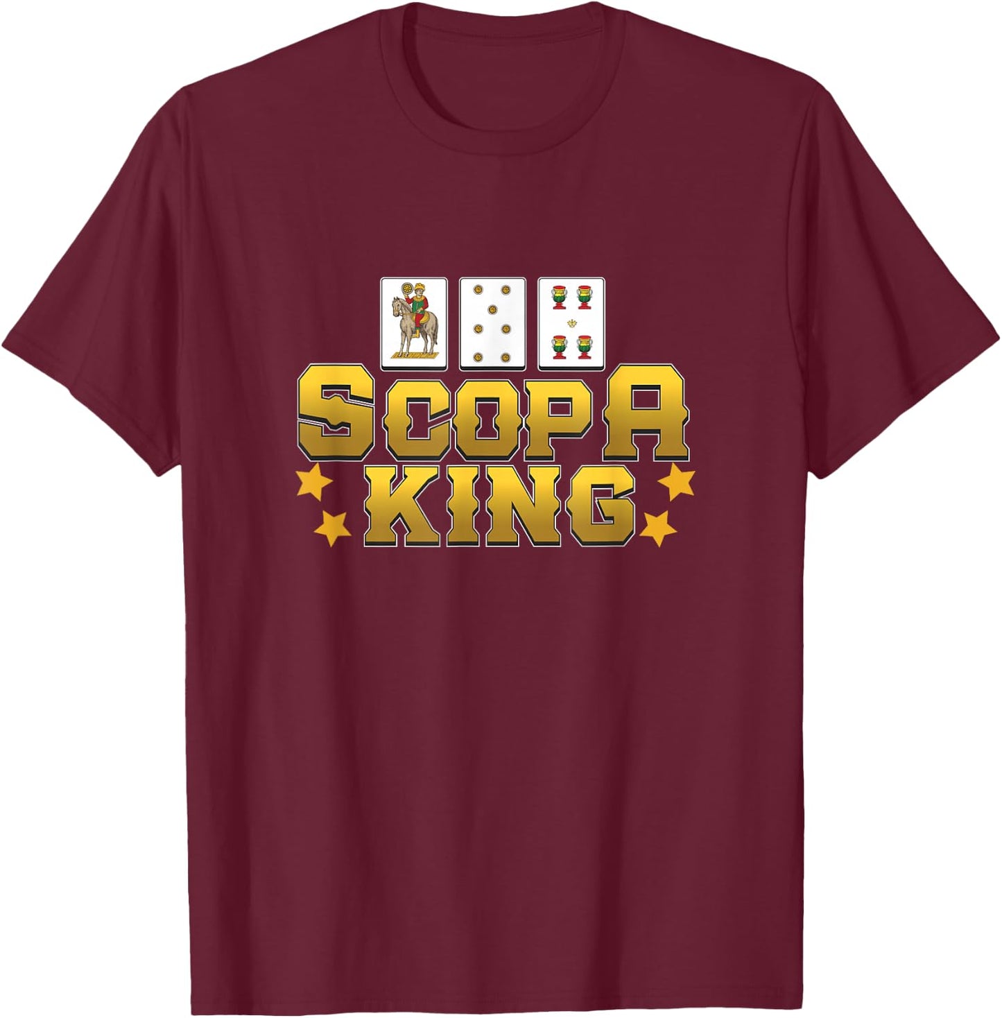 Awesome Scopa King Italian Card Game For A Scopa Party Lover T-Shirt - T-Shirt | Maroon