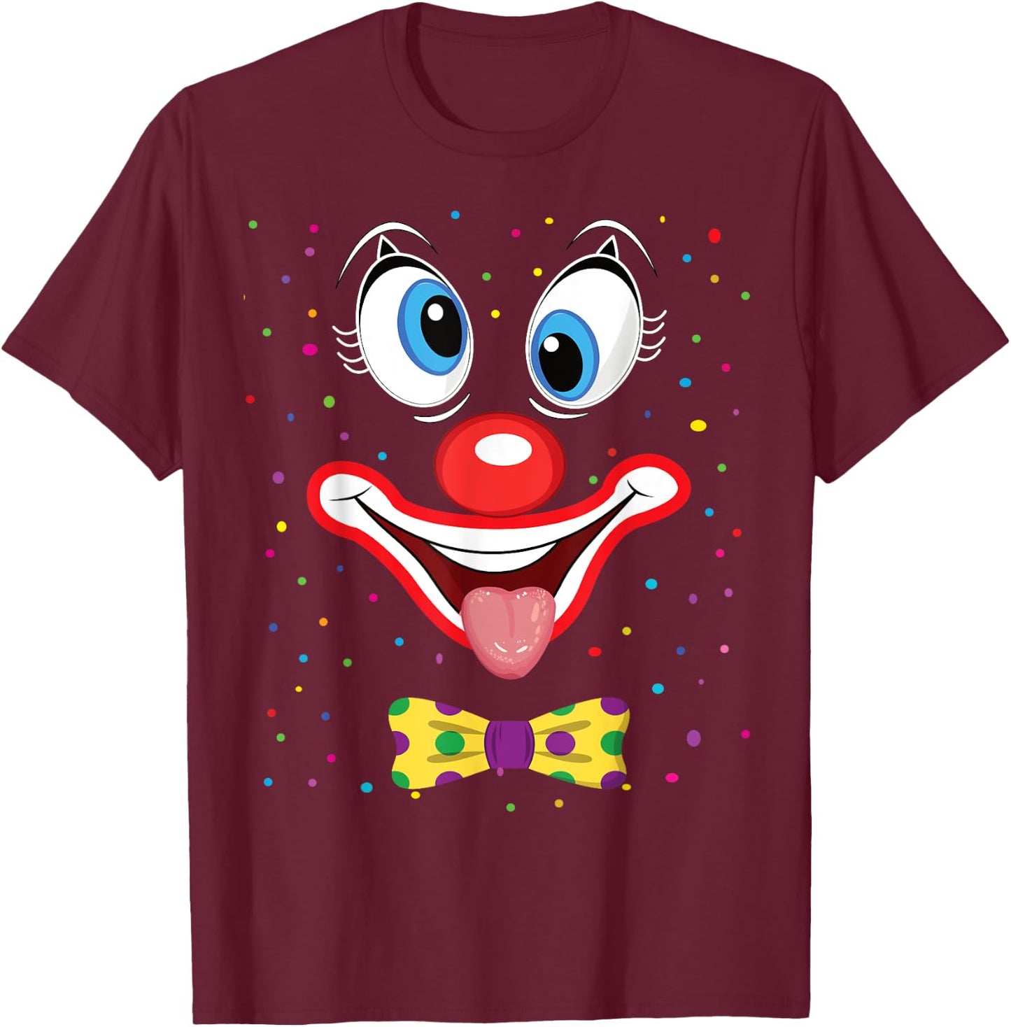 Carnival Clown Face Circus Costume Kids Men Women Carnivals T-Shirt - T-Shirt | Maroon