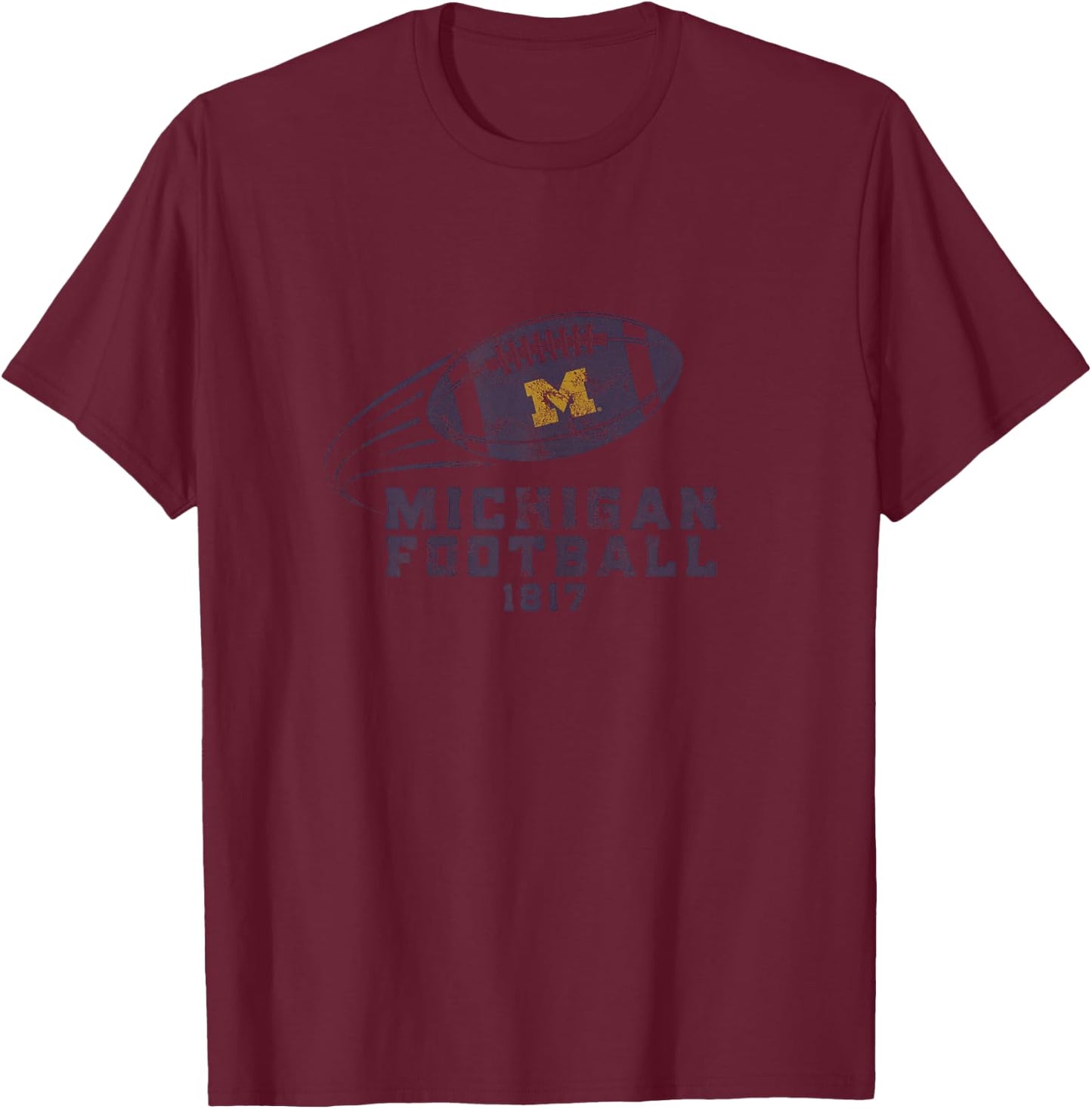 University of Michigan Wolverines U of M Spirit Football T-Shirt - T-Shirt | Maroon