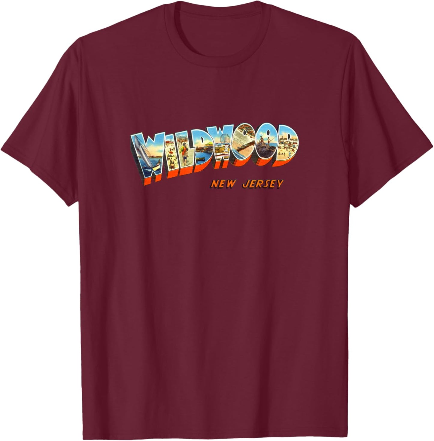 Wildwood Wildwood NJ Shirt Men & Women Retro Vintage T-Shirt - T-Shirt | Maroon