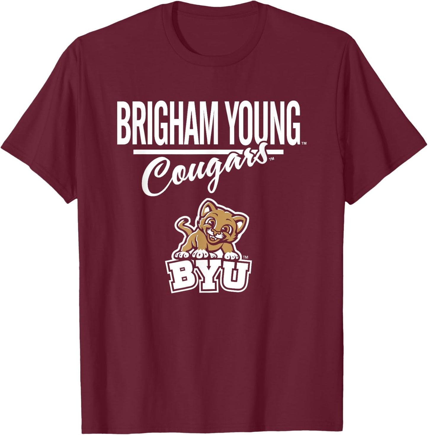 BYU Cougars Mascot Navy Officially Licensed T-Shirt - T-Shirt | Maroon