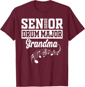 Senior 2025 Drum Major grandma Marching Band Class of 2025 T-Shirt - T-Shirt | Maroon