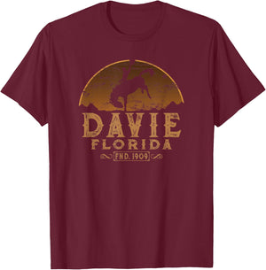 Davie Florida FL Rodeo Cowboy T-Shirt - T-Shirt | Maroon