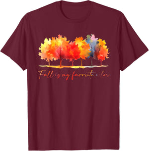 Fall is My Favorite Color Autumn Tree Line Fall Tree T-Shirt - T-Shirt | Maroon