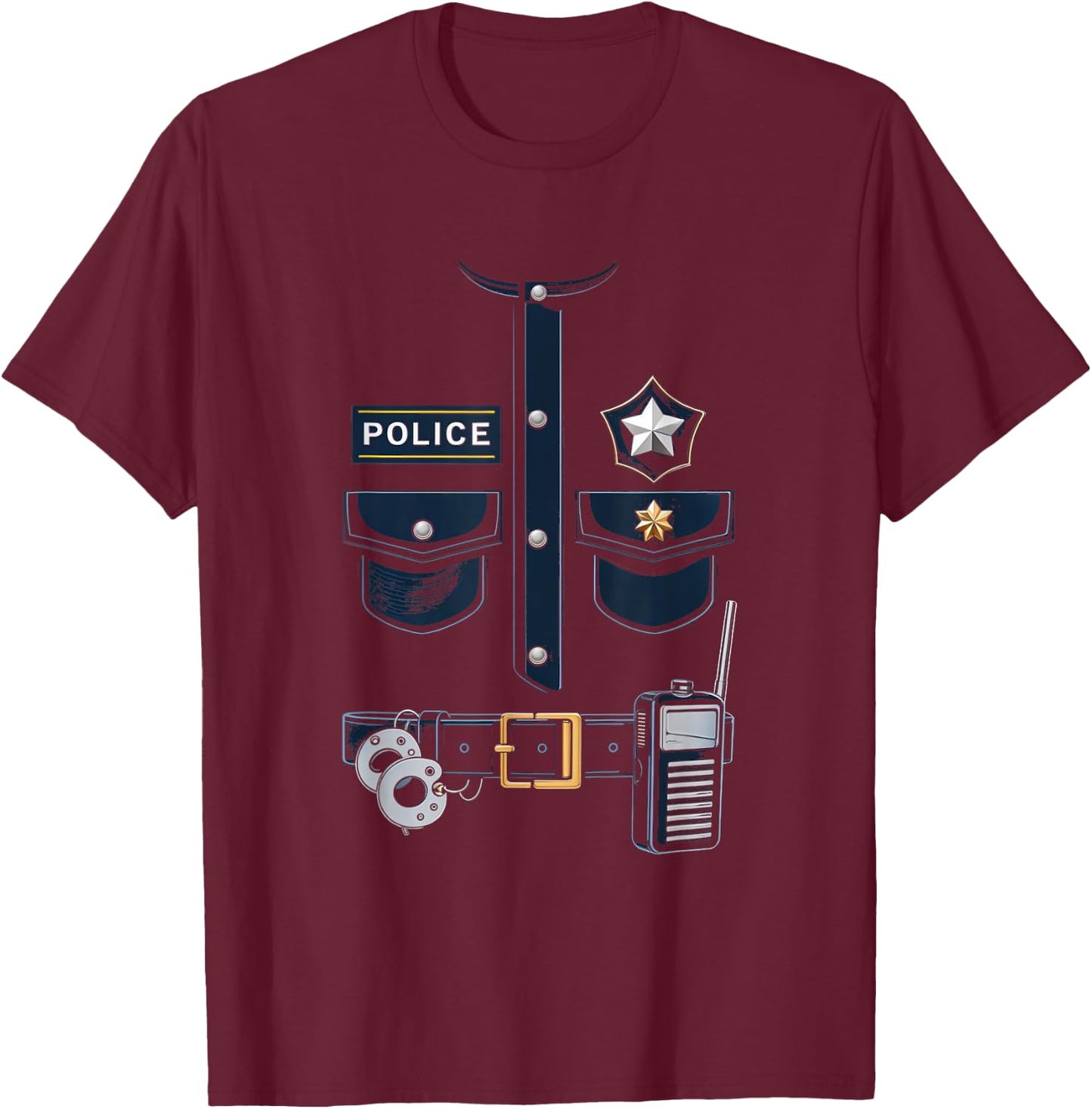 Police Officer Costume Police Badge Police Uniform T-Shirt - T-Shirt | Maroon