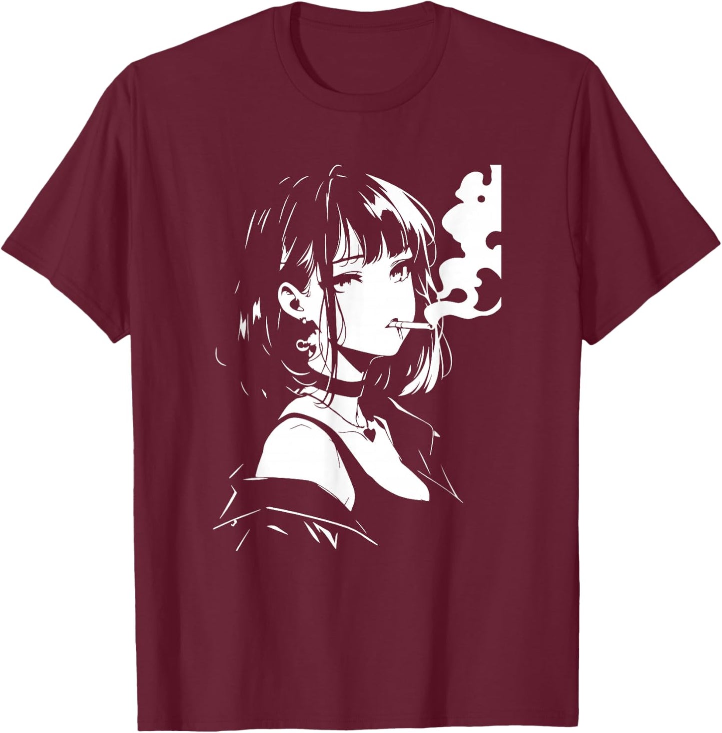Horror Anime Girl T-Shirt - T-Shirt | Maroon