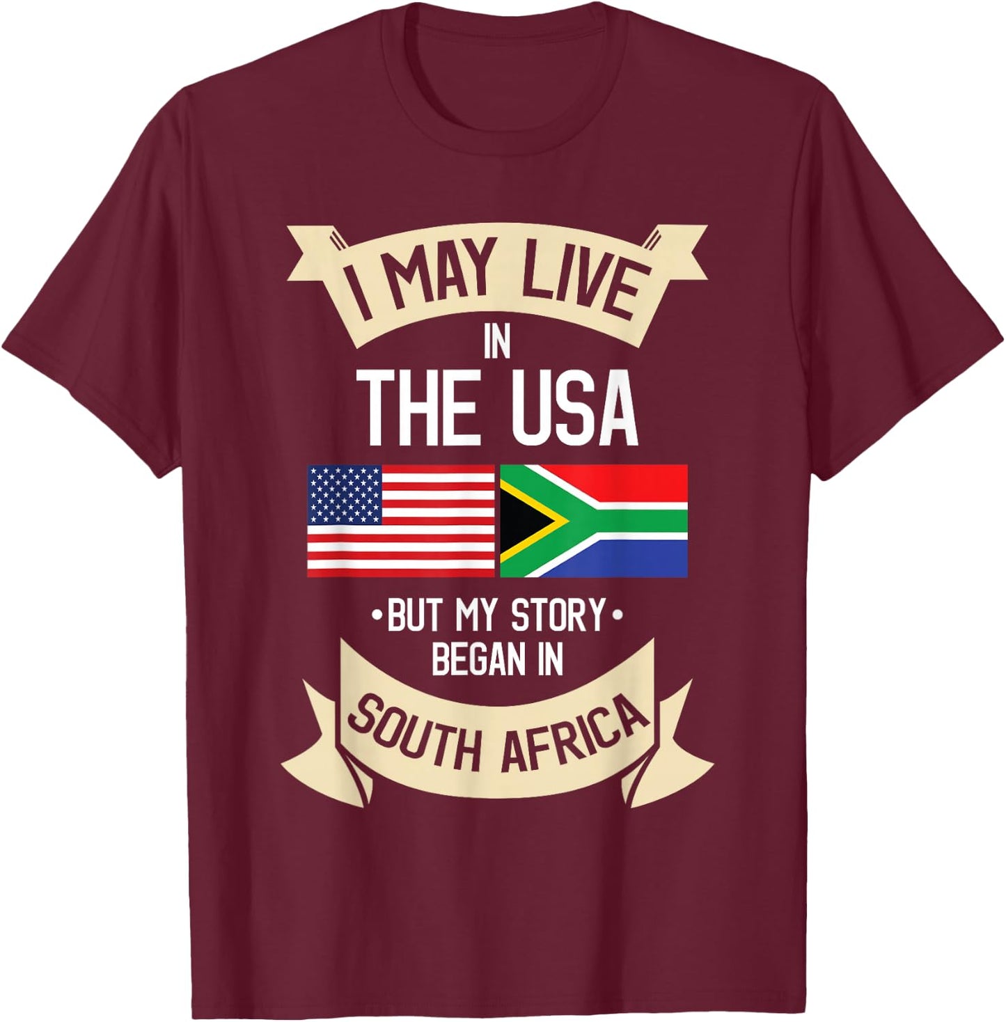 South Africa American Flag USA South African Roots Gifts Women Girls Kids Men T-Shirt - T-Shirt | Maroon