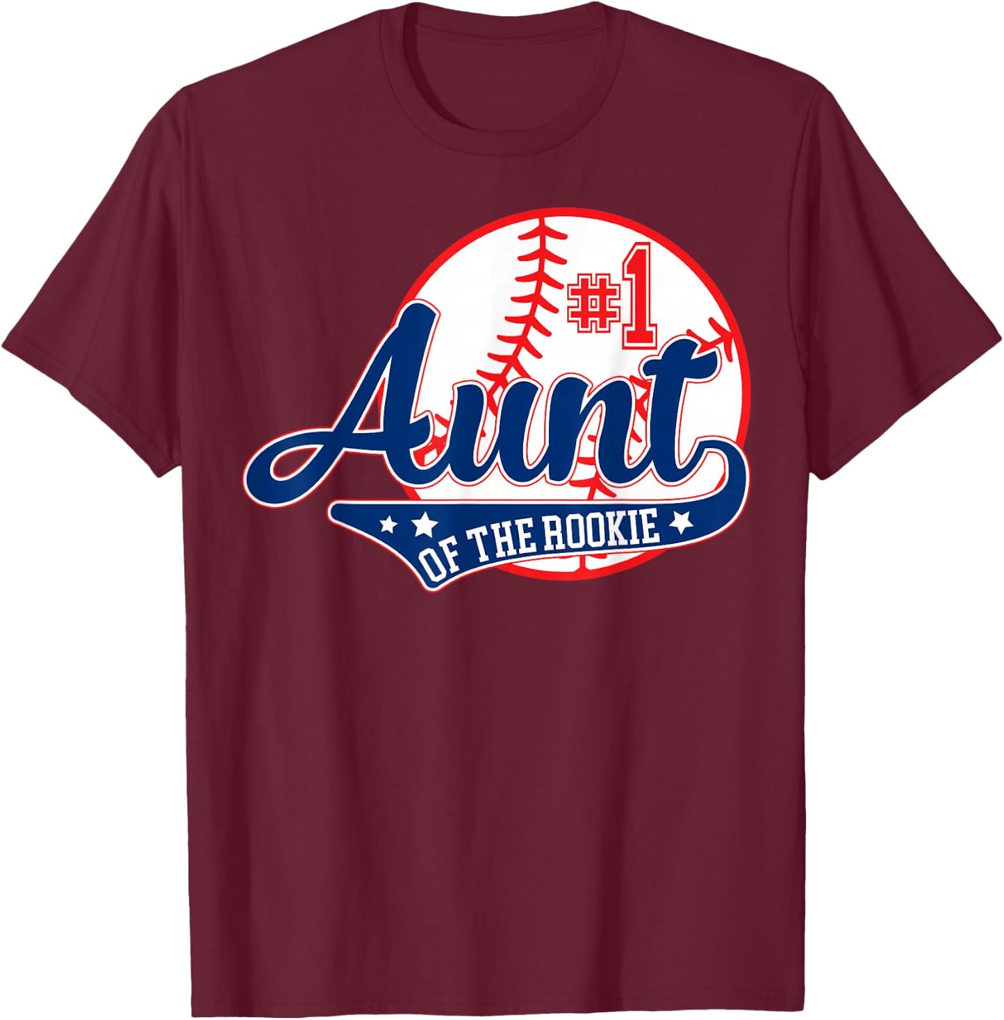 Aunt Rookie of Year 1st Birthday Baseball Theme Matching T-Shirt - T-Shirt | Maroon
