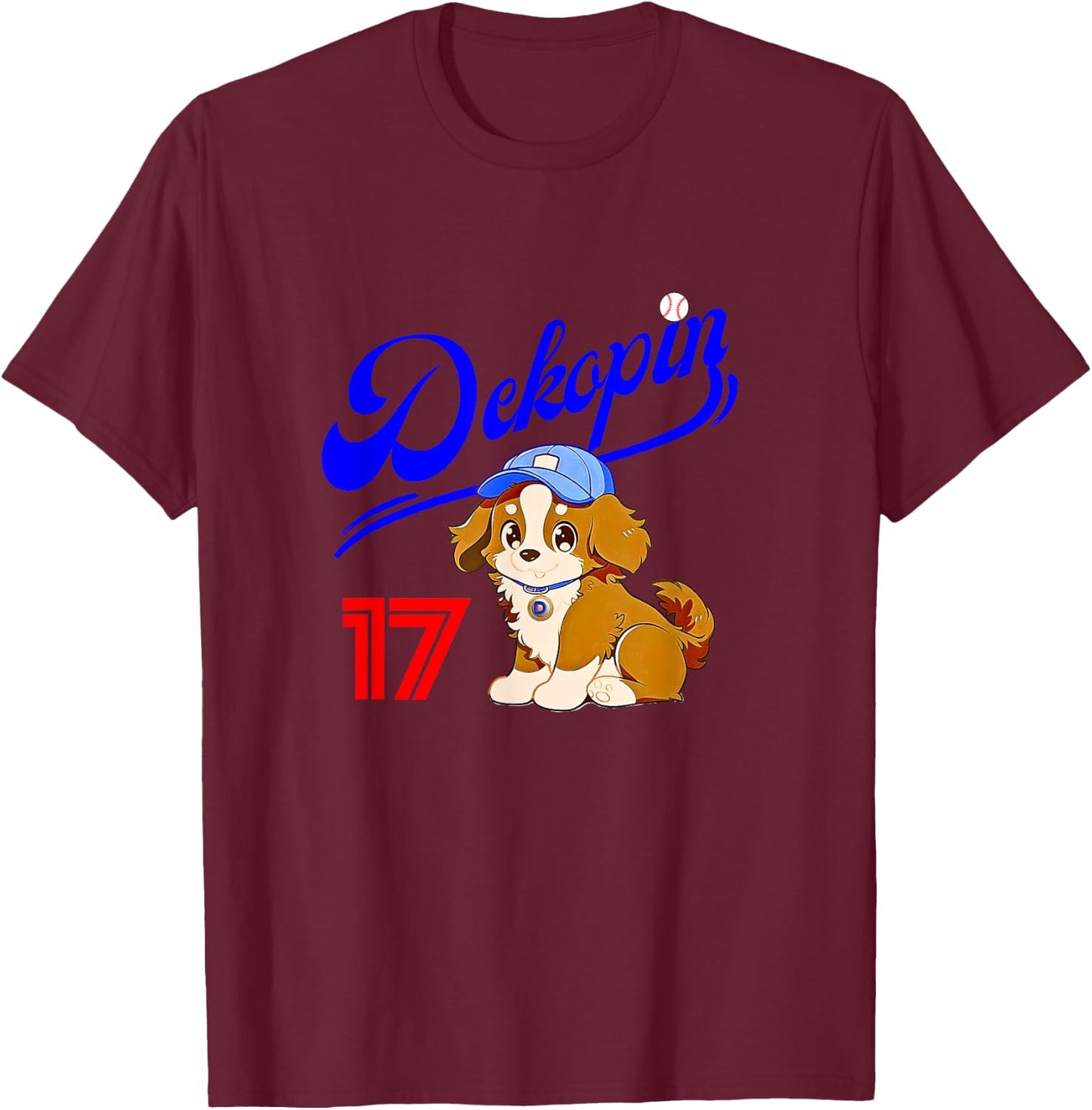 Decopin, Decoy, Dog Shirt, No.17, Otani, Pet Dog, Koi Kerhondier, Baseball Game, Decoy T-Shirt - T-Shirt | Maroon