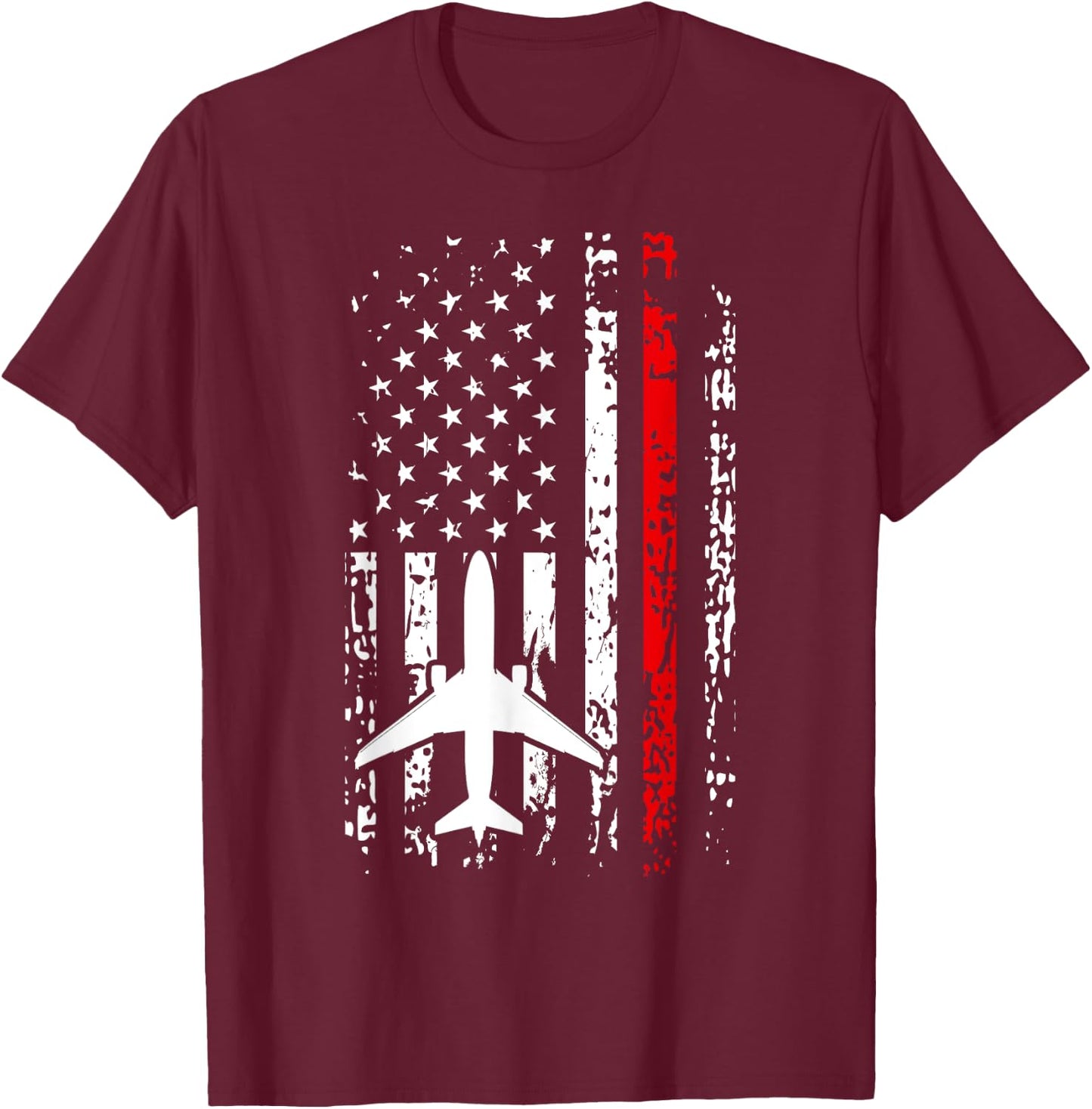 Airport Firefighter Shirt Thin Red Line Airport Fireman Gift T-Shirt - T-Shirt | Maroon