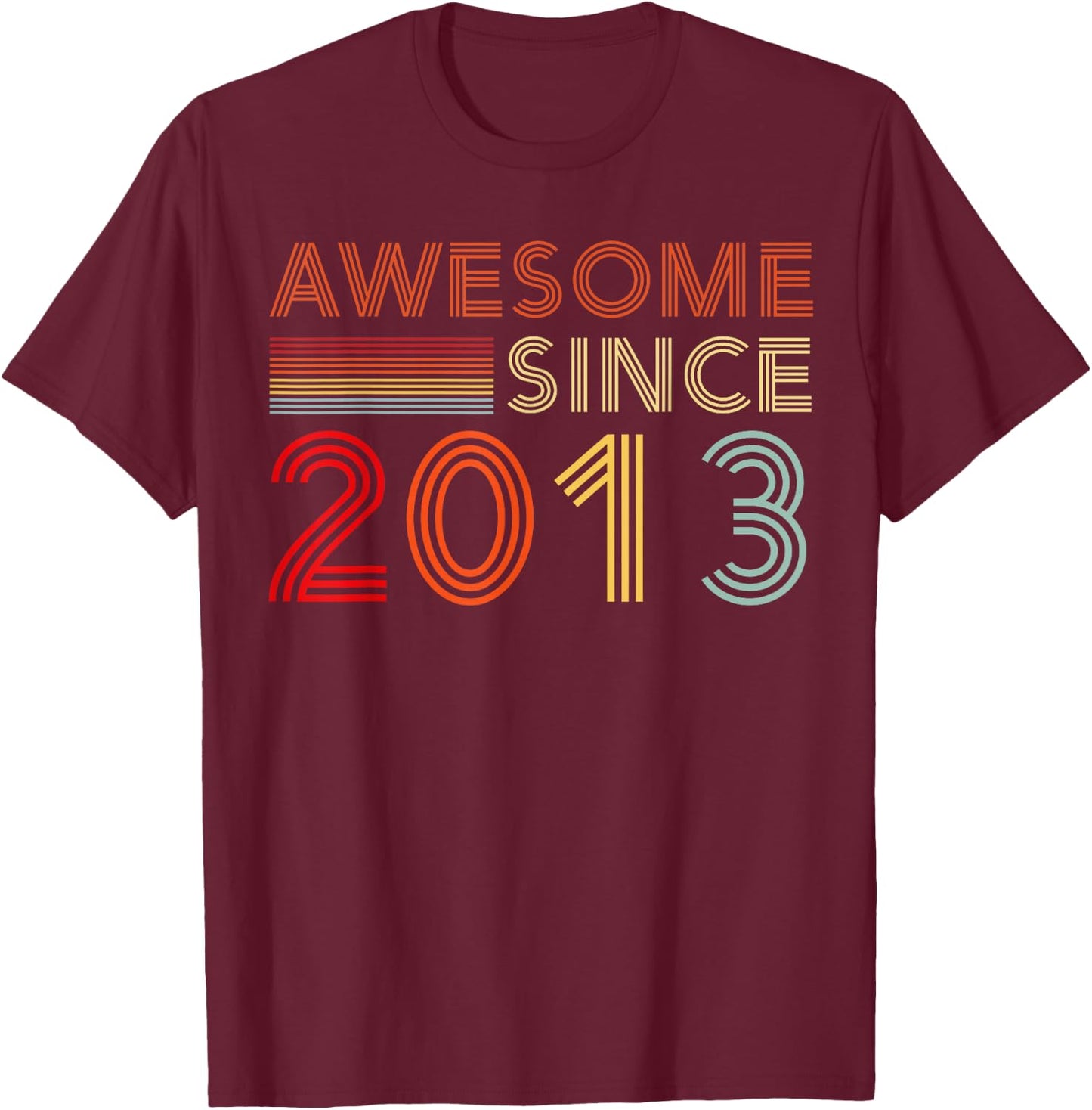 Vintage Awesome Since 2013 Retro Classic Birthday Est 2013 T-Shirt - T-Shirt | Maroon