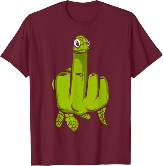 Middle Finger Turtle T-Shirt - T-Shirt | Maroon