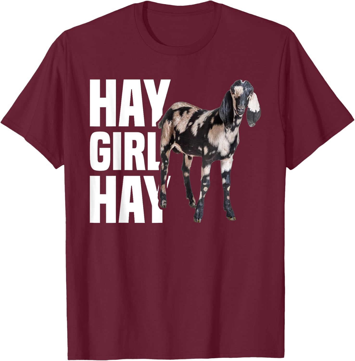 Nubian Goat - Hay Girl Nubian Goat Mom T-Shirt - T-Shirt | Maroon