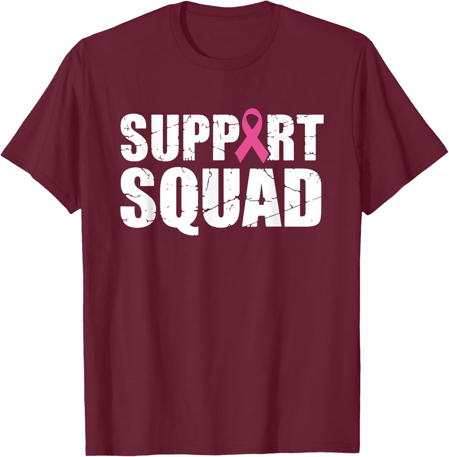 Support Squad Pink Ribbon Breast Cancer Awareness Women T-Shirt - T-Shirt | Maroon