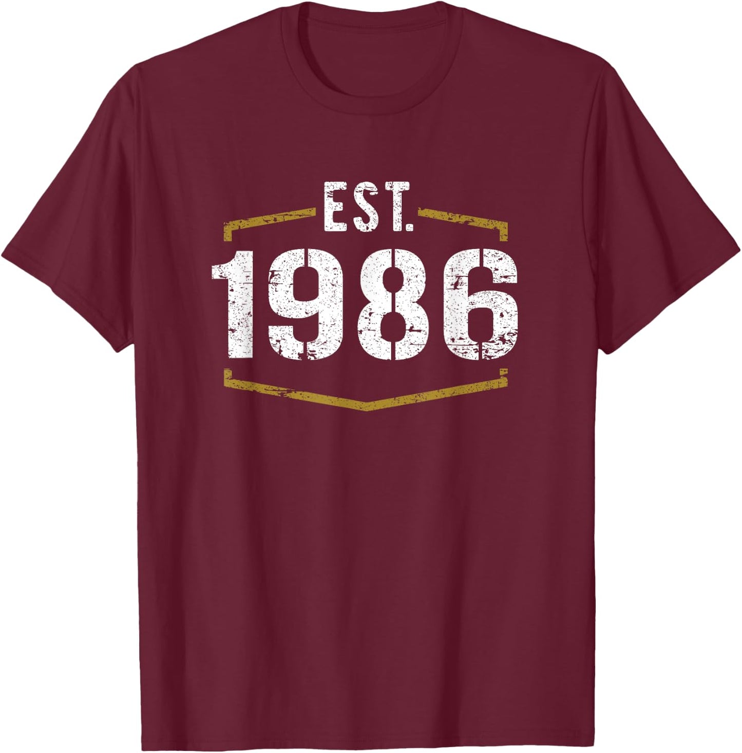 Est 1986 Vintage Style Established 1986 Birthday Design T-Shirt - T-Shirt | Maroon
