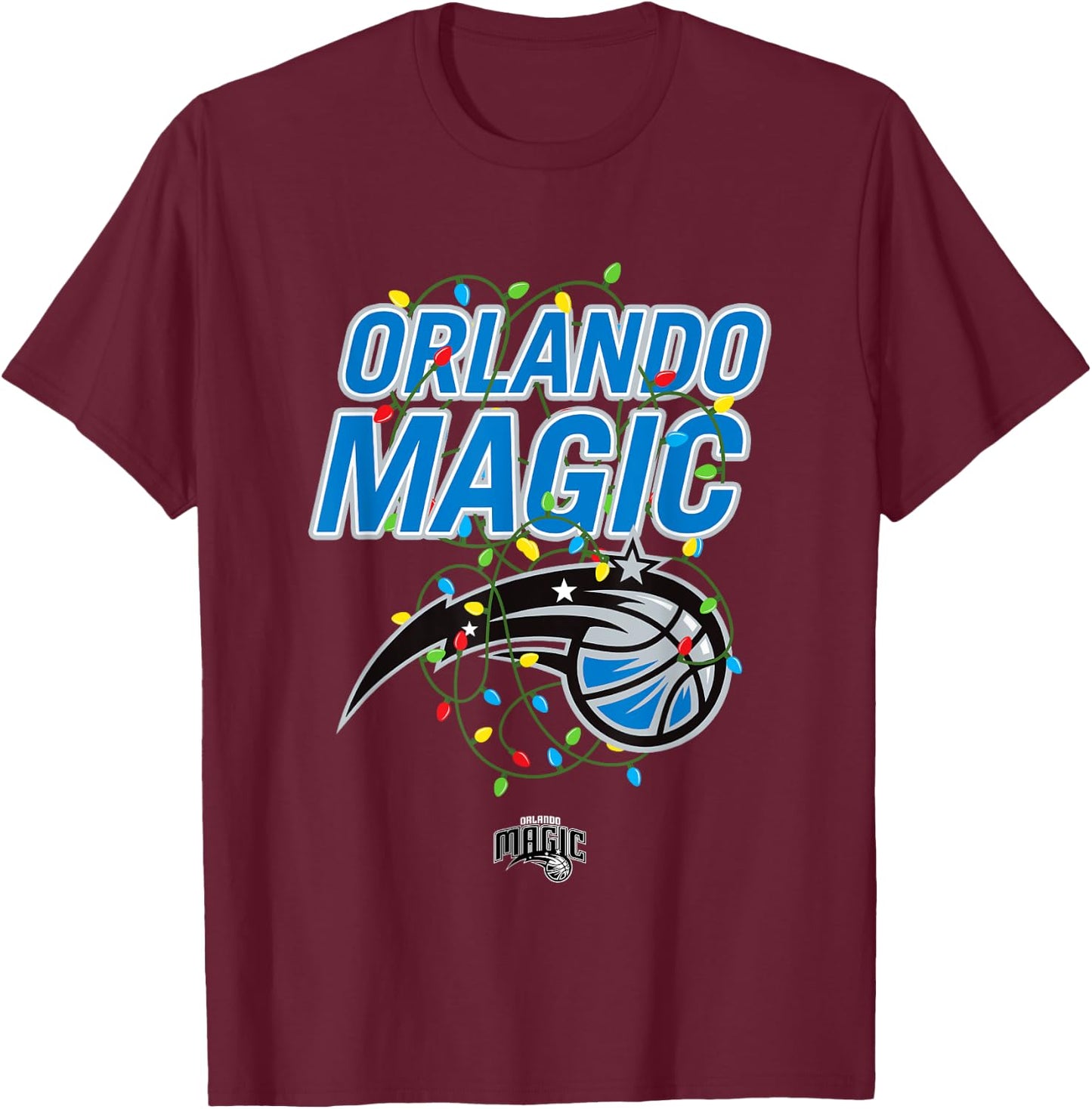 NBA Orlando Magic Christmas Lights Holiday Logo T-Shirt - T-Shirt | Maroon