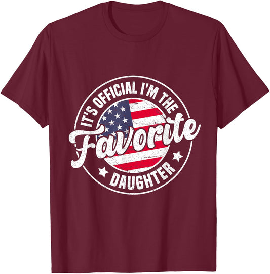 It's Official I'm The Favorite Daughter Funny Vintage T-Shirt - T-Shirt | Maroon