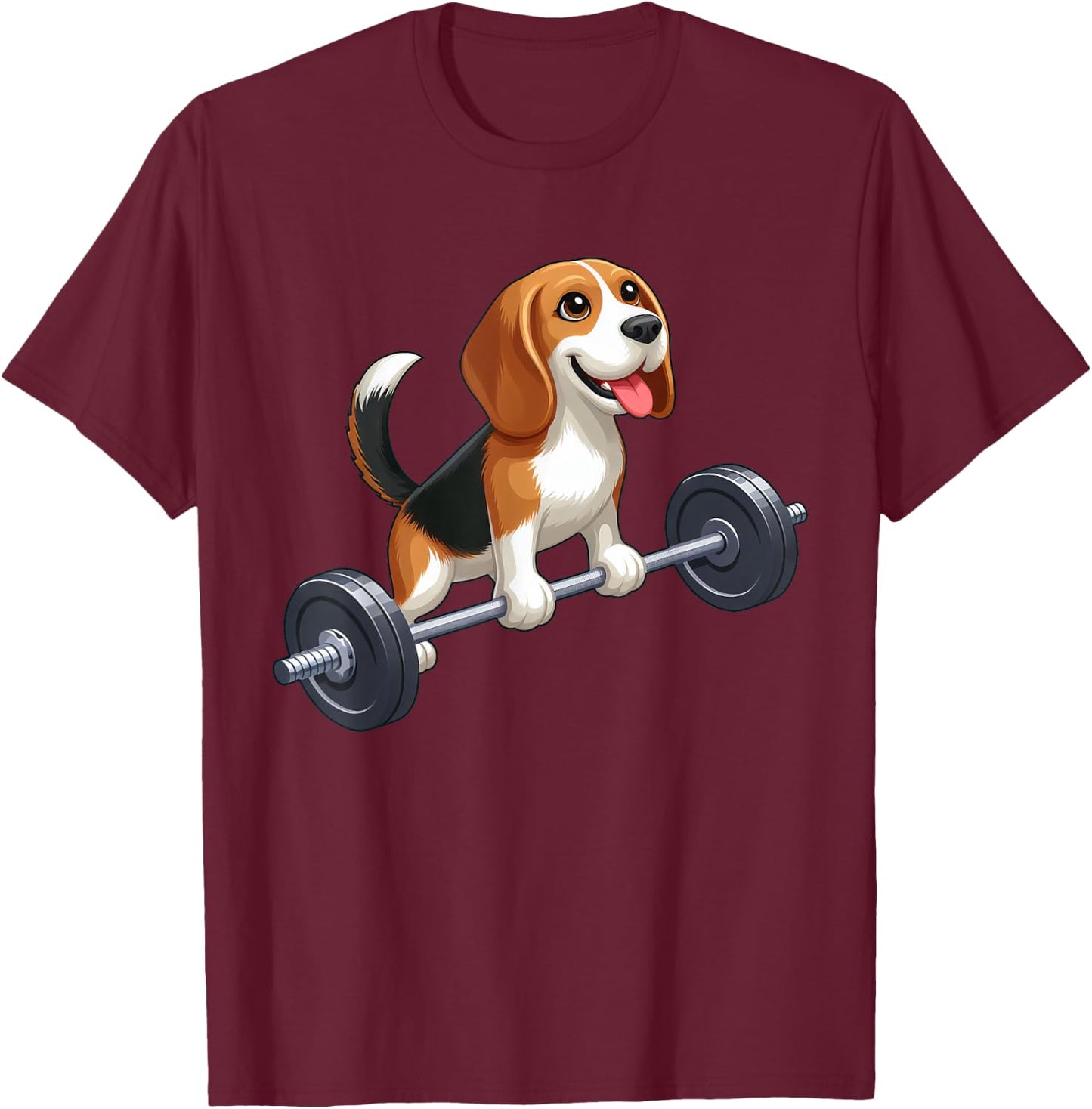 Beagle Barbell Dog Fitness Workout Men Women T-Shirt - T-Shirt | Maroon
