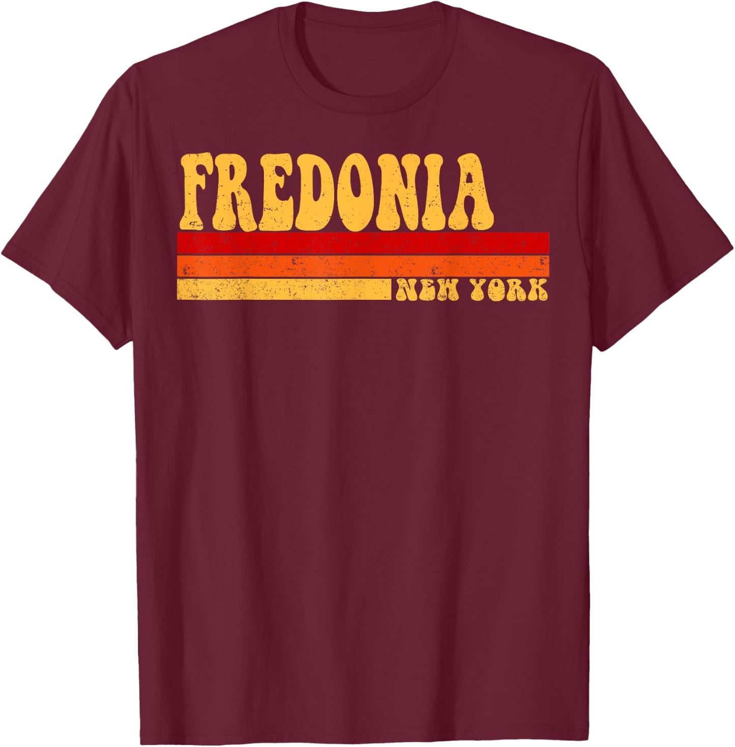 FREDONIA New York City Vintage Roots Retro Design 70s 80s T-Shirt - T-Shirt | Maroon