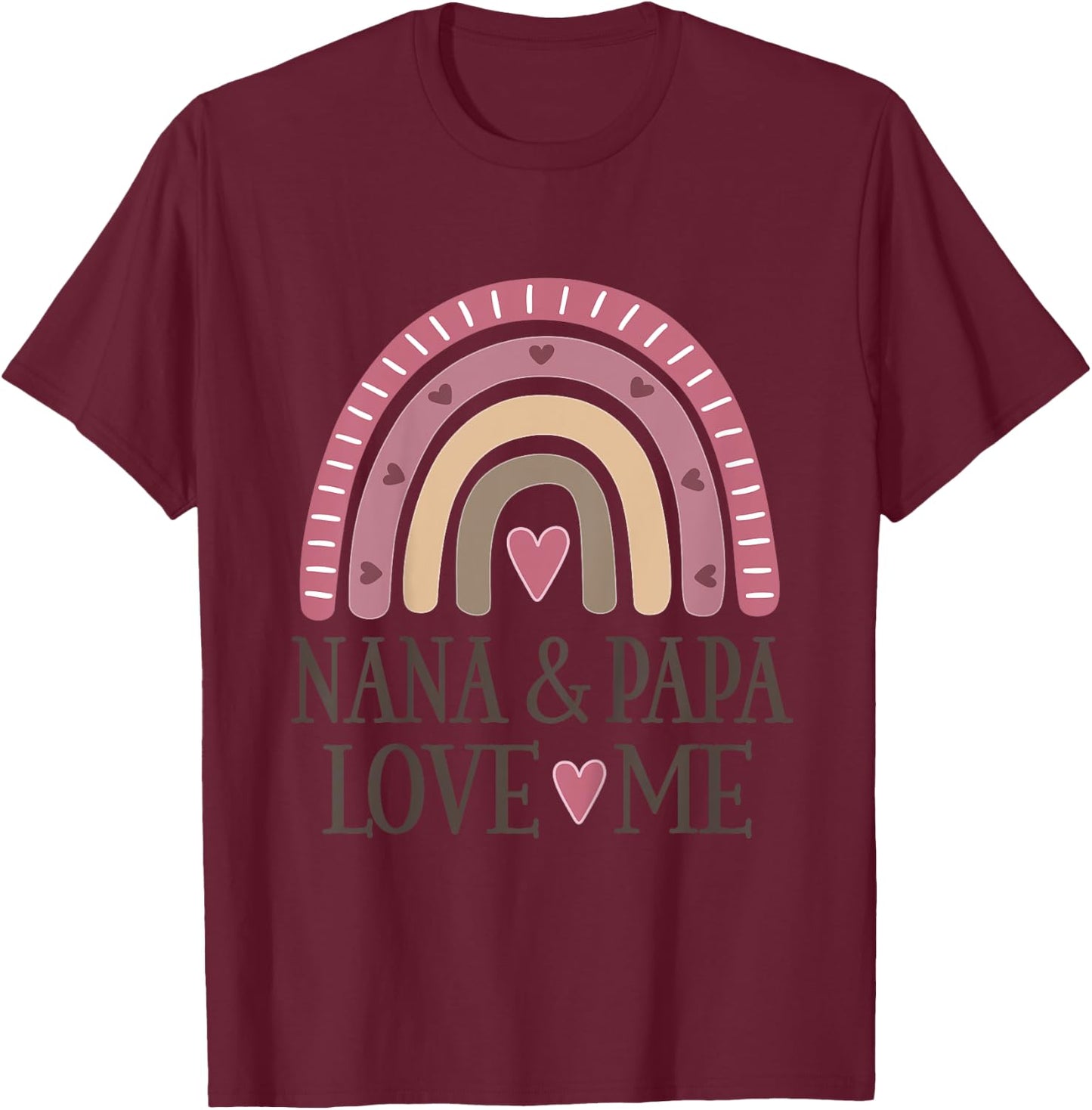 Kids Nana And Papa Love Me Granddaughter Rainbow T-Shirt - T-Shirt | Maroon