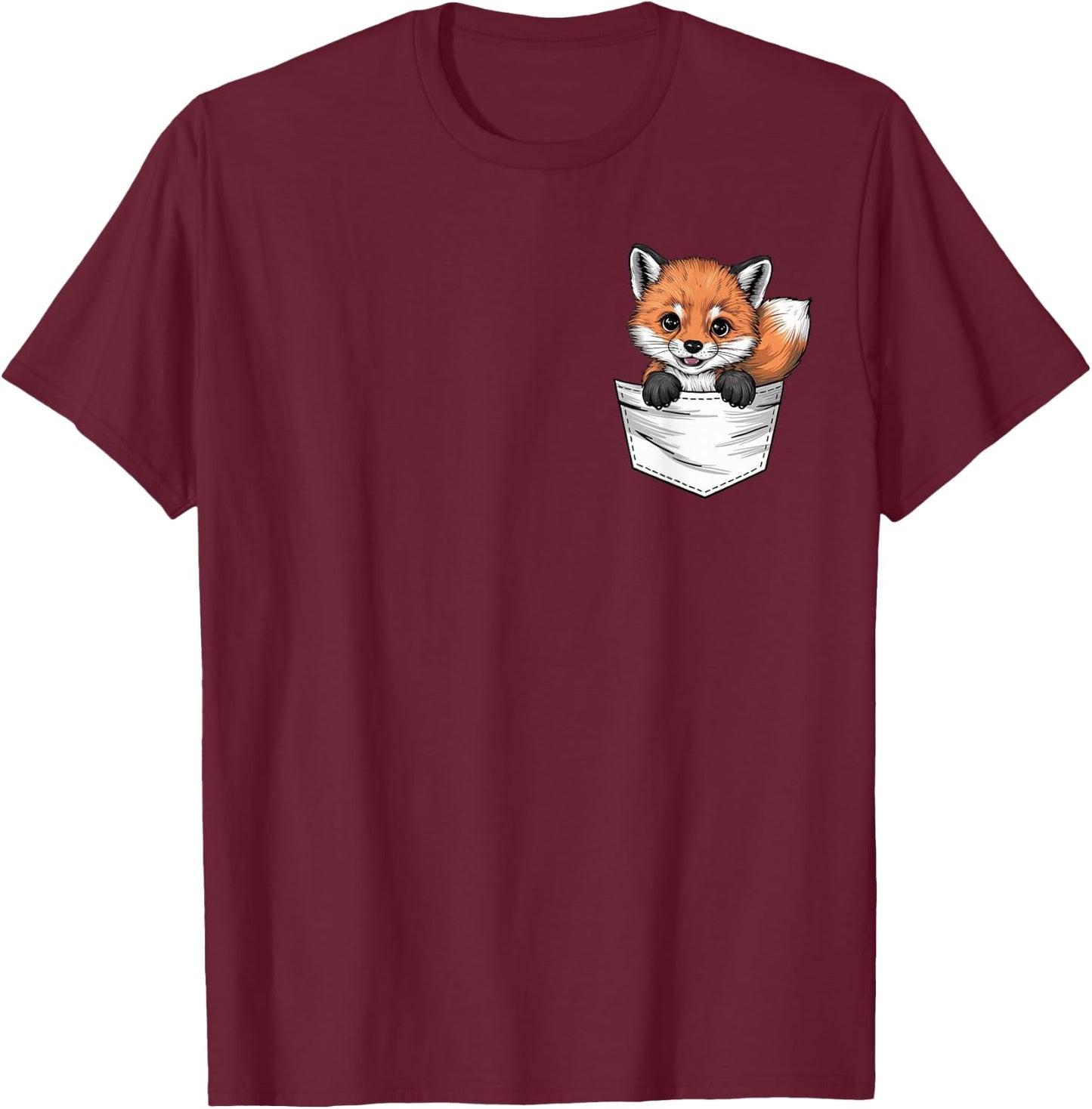 Baby Fox In The Pocket Cute Fox T-Shirt - T-Shirt | Maroon