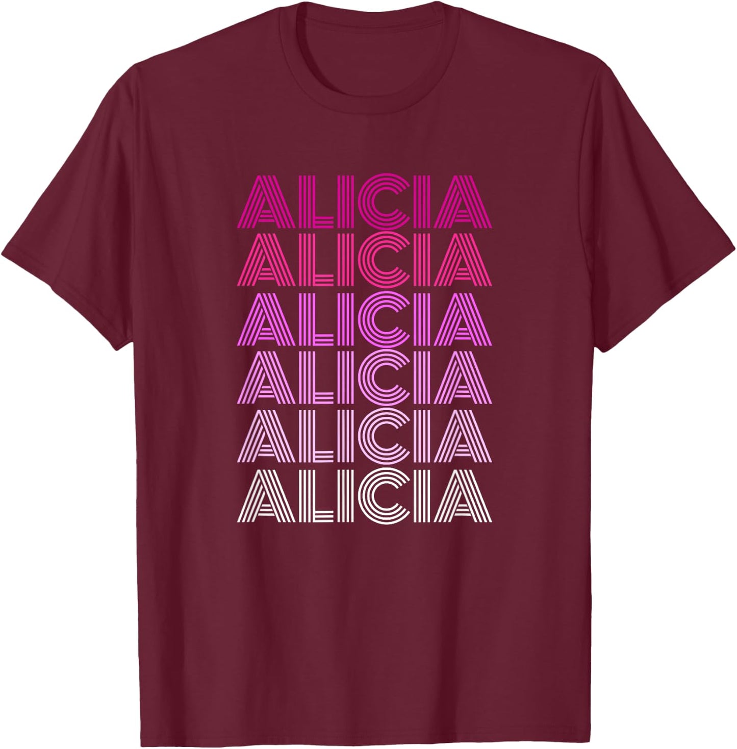 Retro Style Alicia Pink Ombre T-Shirt - T-Shirt | Maroon
