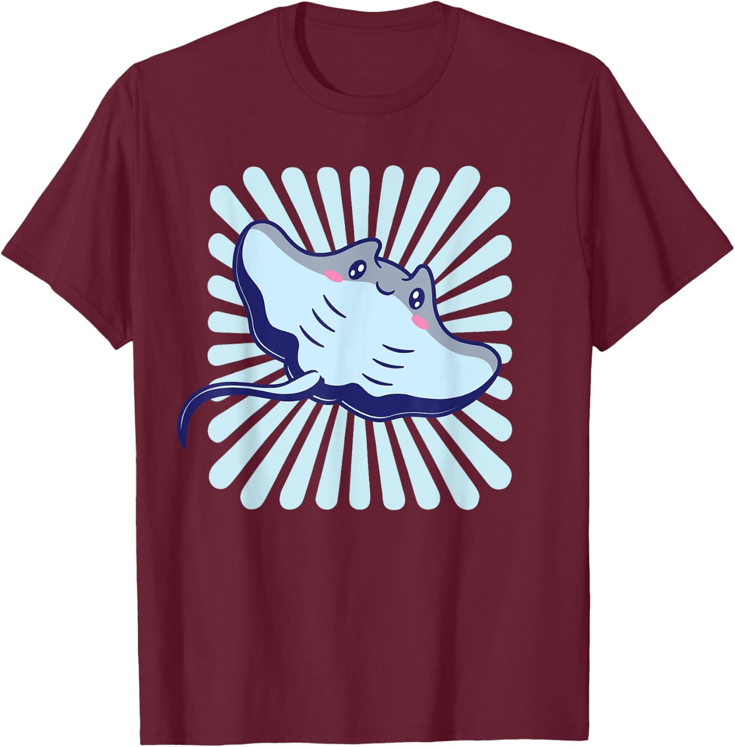 Stingray Manta Ray Kawaii Sea Ocean Animal T-Shirt - T-Shirt | Maroon