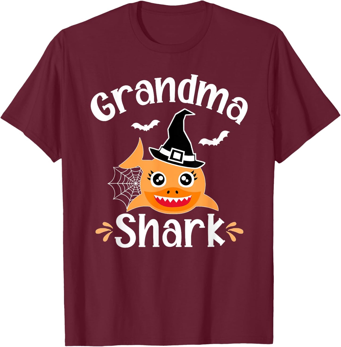 Grandma Shark Funny Halloween Grandmother T-Shirt - T-Shirt | Maroon