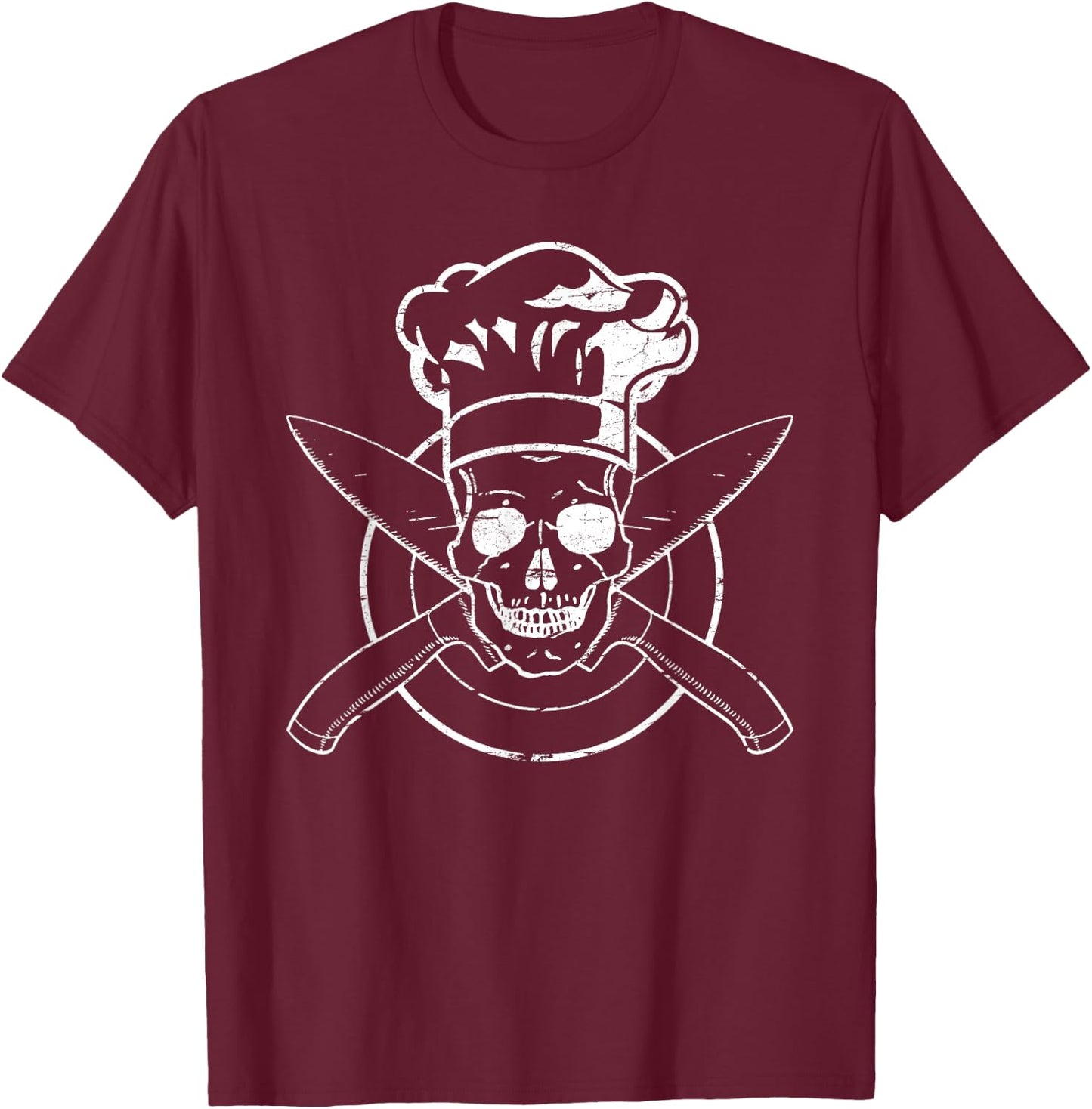 Chef Shirt Skull Chef's Hat Cooking BBQ Grilling Gift T-Shirt - T-Shirt | Maroon