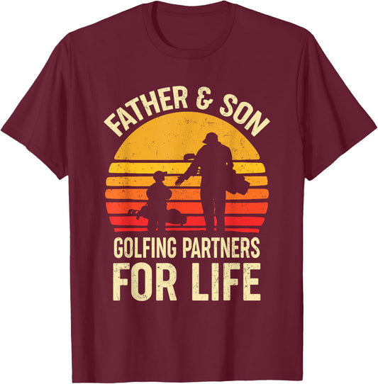Golf Golfing Father Son Matching Dad T-Shirt - T-Shirt | Maroon